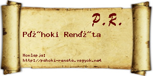 Páhoki Renáta névjegykártya